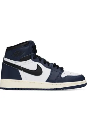 Nike Big Kids White & Navy Air Jordan 1 Retro High OG Sneakers