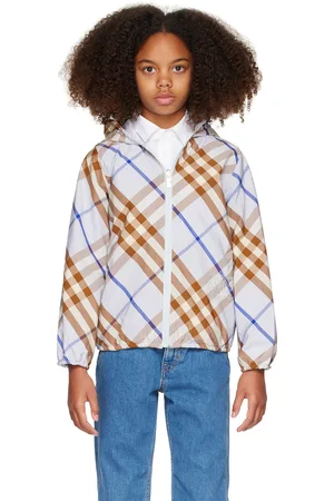 Burberry Kids Blue Check Cotton Blend Reversible Jacket