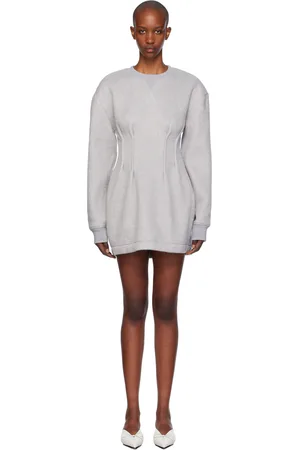 J.W.Anderson Gray Textured Long Sleeve Hourglass Minidress