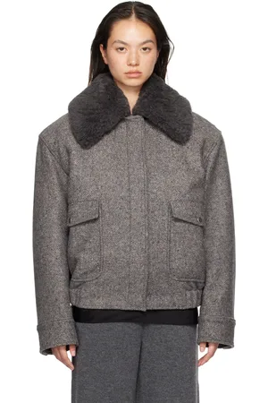 Stella McCartney Gray Teddy Wool Trimmed Zipped Jacket
