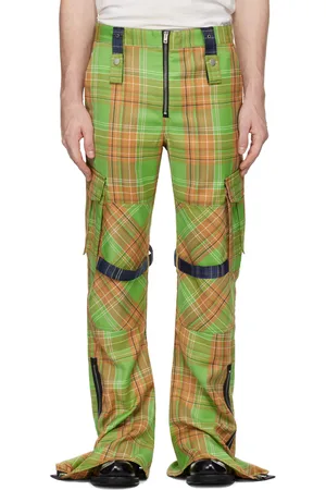 Acne Studios Green & Orange Cargo Check Trousers