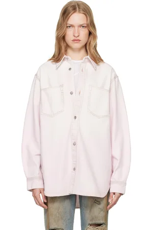 Acne Studios Pink Button-Up Relaxed-Fit Denim Shirt