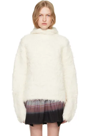 Acne Studios White Alpaca Blend Hoodie