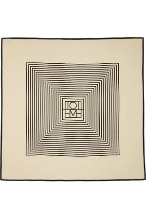 Totême Beige Centered Monogram Silk Scarf