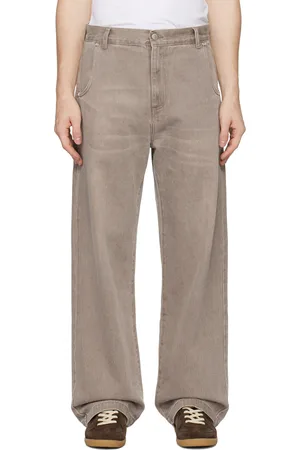 mfpen Brown Straight Cut Rivet Jeans