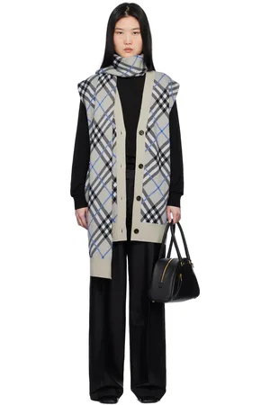 Burberry Gray Check Cape Cardigan