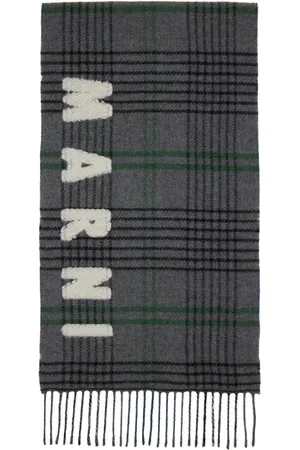 Marni Gray Double Check Logo Scarf