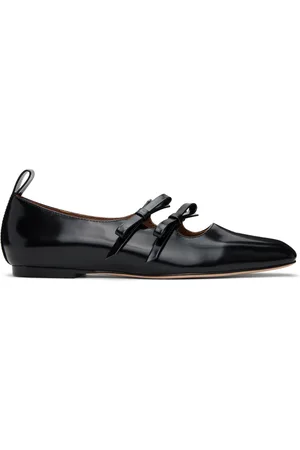 Shushu/Tong Black Double Bow Mary Jane Ballerina Flats