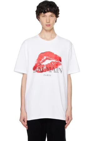 Balmain White Relaxed Kiss Print T-shirt