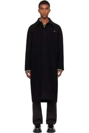 Solid Black Wool Melton Coat