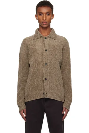 Solid Khaki Wool Cardigan