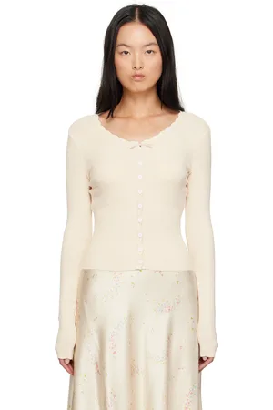 Mirror Palais Off-White Drawstring Cardigan