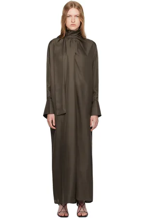 Rohe Khaki Silk Scarf Midi Dress
