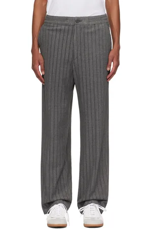 Solid Gray Terry Banding Trousers
