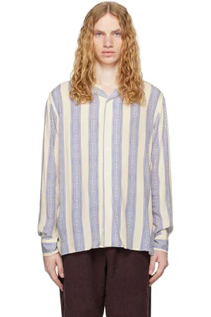 Oas Off-White & Blue Viscose Shirt