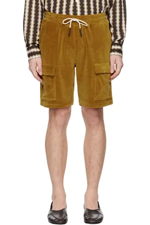 Oas Yellow Velour Cargo Shorts