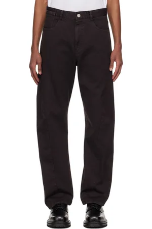 Solid Brown Engineered Dyed Denim Trousers
