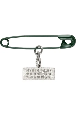 Maison Margiela Green Safety-Pin Brooch