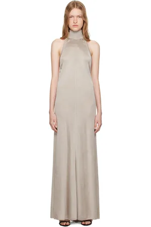 Tom Ford Taupe Halterneck Knit Evening Maxi Dress