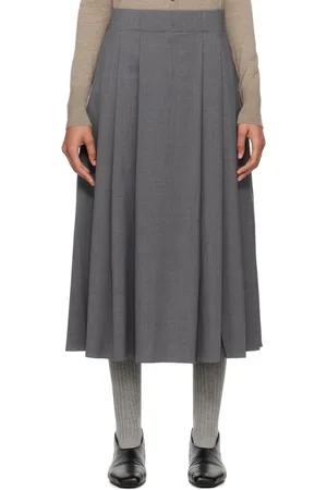 MARIA MCMANUS Gray Pleat Front Full Midi Skirt