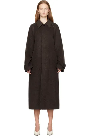 UMBER POSTPAST Brown Wool Raglan Long Coat