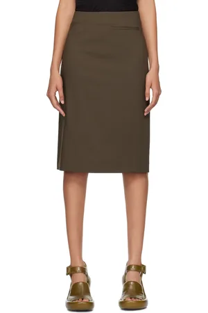 Rohe Khaki Tailored Pencil Midi Skirt