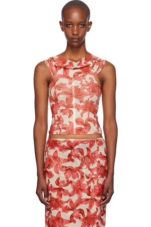 Miaou Beige & Red Magda Corset Top