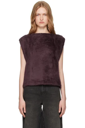Maison Margiela Purple & Black Furry Fleece & Cotton Jersey Blouse