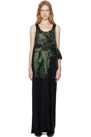Maison Margiela Black & Green Basic Jersey Maxi Dress