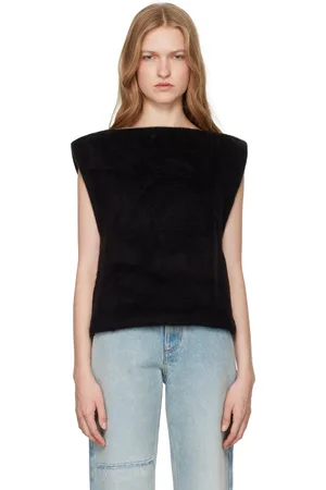 Maison Margiela Black Furry Fleece & Cotton Jersey Blouse