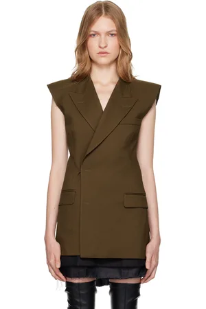 Maison Margiela Khaki Double-Breasted Twill Vest