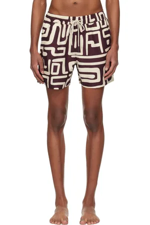 Oas Burgundy & Beige Swim Shorts