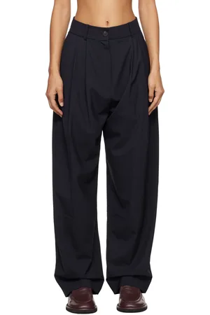 STUDIO NICHOLSON SSENSE Exclusive Navy Double Pleat Front Trousers
