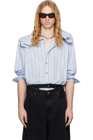 Y / PROJECT Blue Stripe Chain Shirt