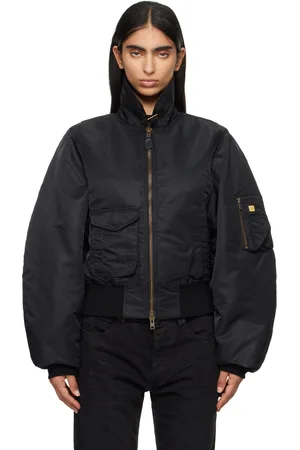 MARTINE ROSE Black Shrunken Bomber Jacket