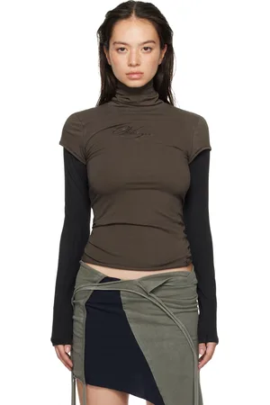 OTTOLINGER Brown Layered Logo Long Sleeve Turtleneck