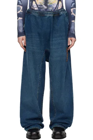 Y / PROJECT Blue Pinched Logo Souffle Jeans