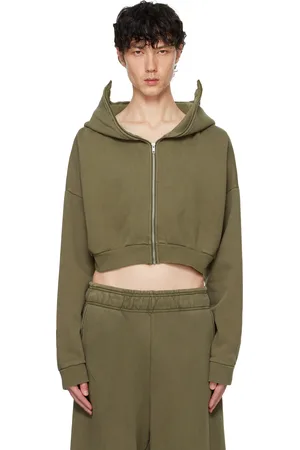 Entire Studios Khaki Cropped Full Zip Hoodie