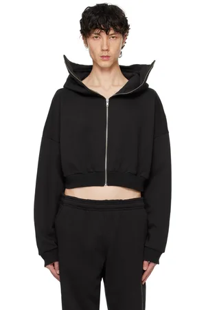 Entire Studios Black Cropped Full Zip Hoodie