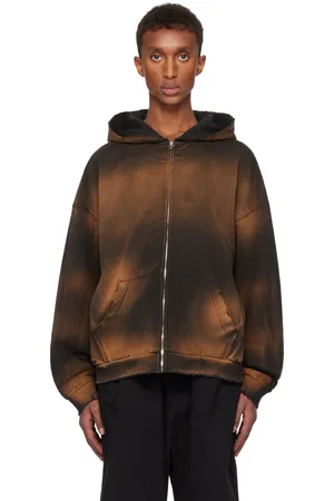 We11 Done Distressed Zip-up Hoodie