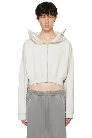 Entire Studios Off-White Cropped Full Zip Hoodie