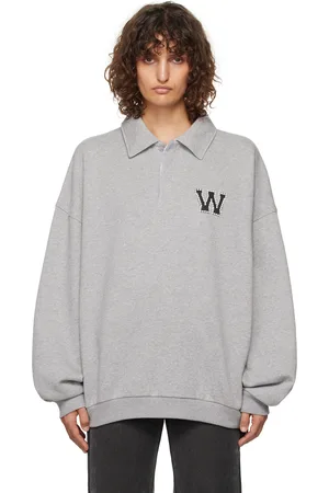 We11 Done Gray University Pearl Logo Collar Polo