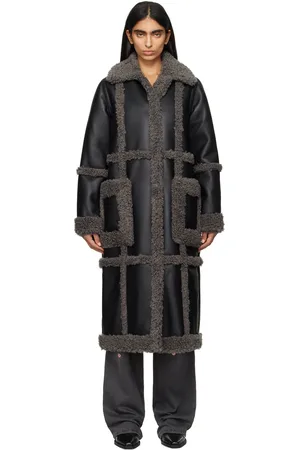 Stand Studio Black & Gray Patrice Faux-Shearling Coat
