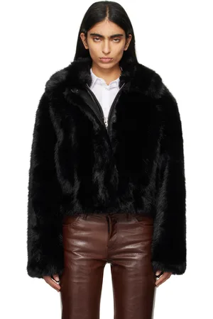 Stand Studio Black Lena Faux-Fur Jacket