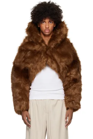 Entire Studios Brown Vicinity Crop Faux-Fur Jacket