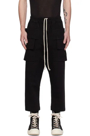 Rick Owens Black Porterville Creatch Cropped Drawstring Cargo Pants