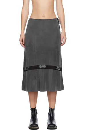 OUR LEGACY Gray Ballon Midi Skirt