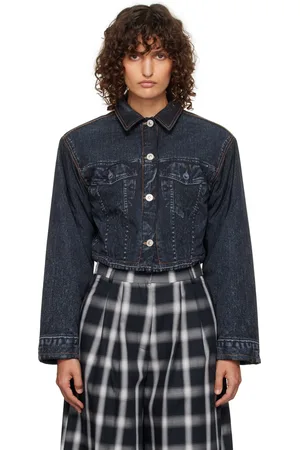 pushBUTTON Denim Print Cropped Jacket