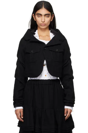 NOIR KEI NINOMIYA Black Open Collar Cropped Jacket