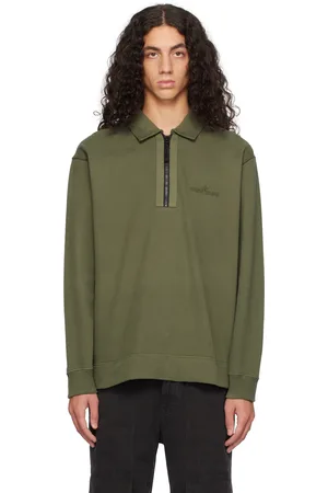 Stone Island Green Half-Zip Polo